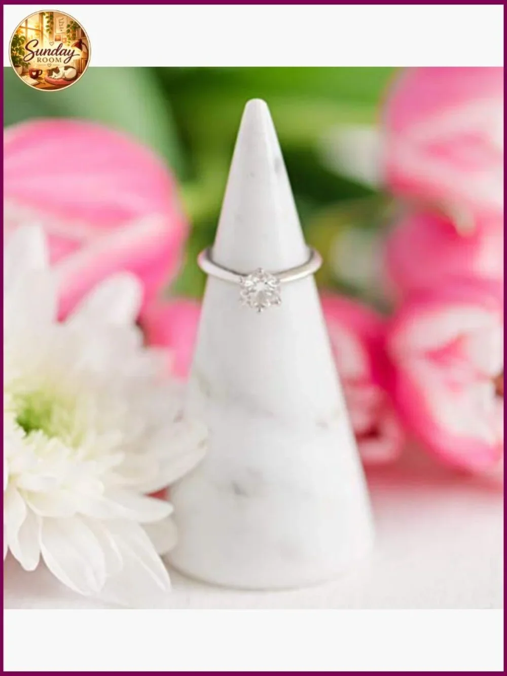 Genuine Marble Ring Holder Cone Display Stand for Jewelry Organizer